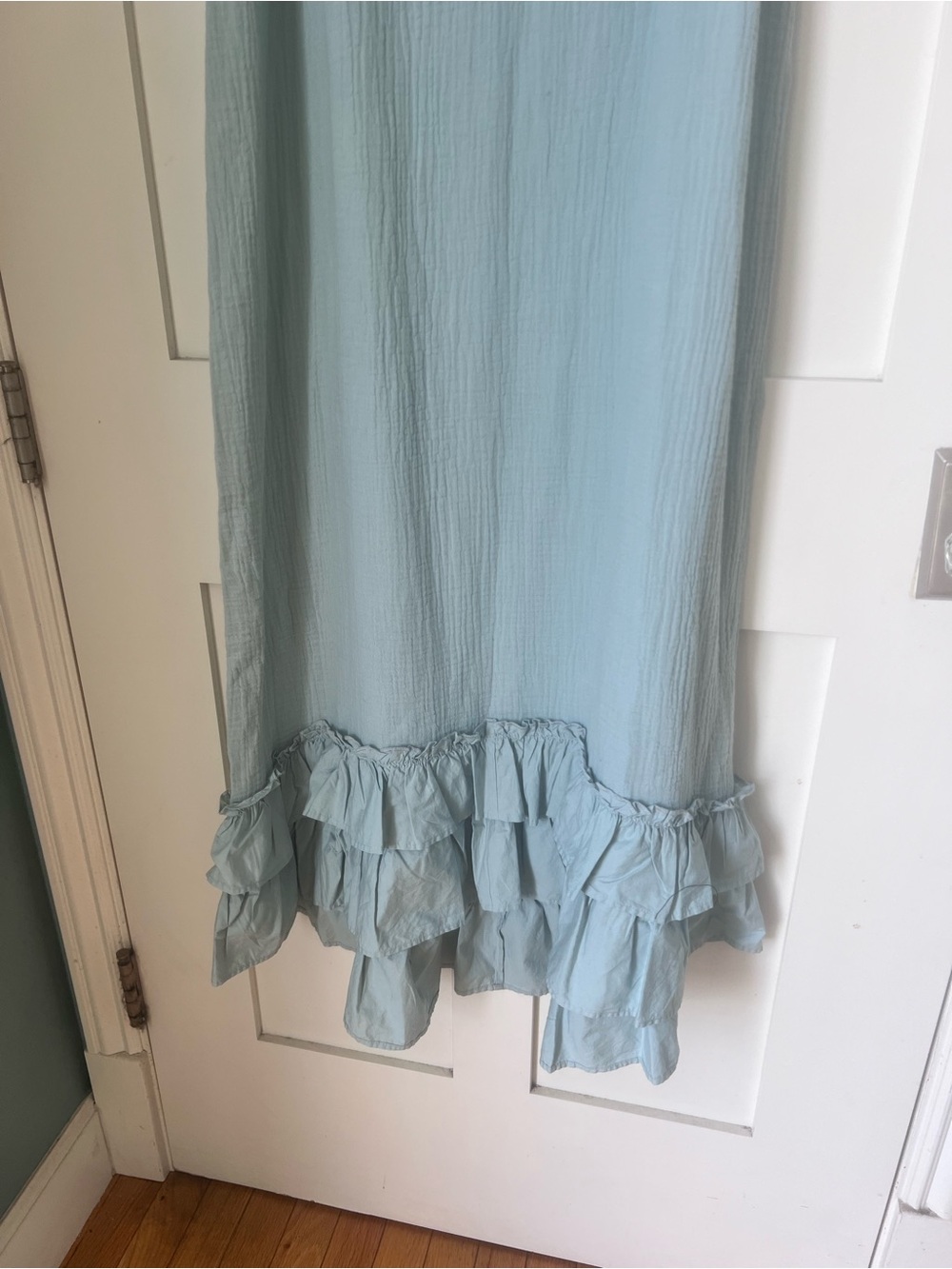 NWT River Island 100% Cotton Blue Midi Ruffle Boho Coastal Summer Sundress UK 14 - Picture 3 of 10